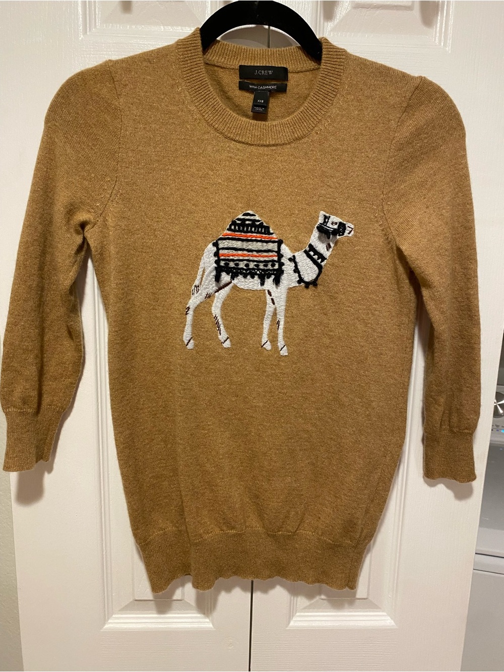 J. Crew Camel/Tan Cashmere-Blend Camel Crewneck Sweater Size XS